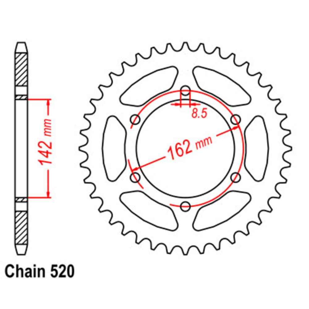 New SUPERSPROX 48T Sprocket Steel - Rear For SUZUKI PE175 11-400-48 | Australian Moto Spares