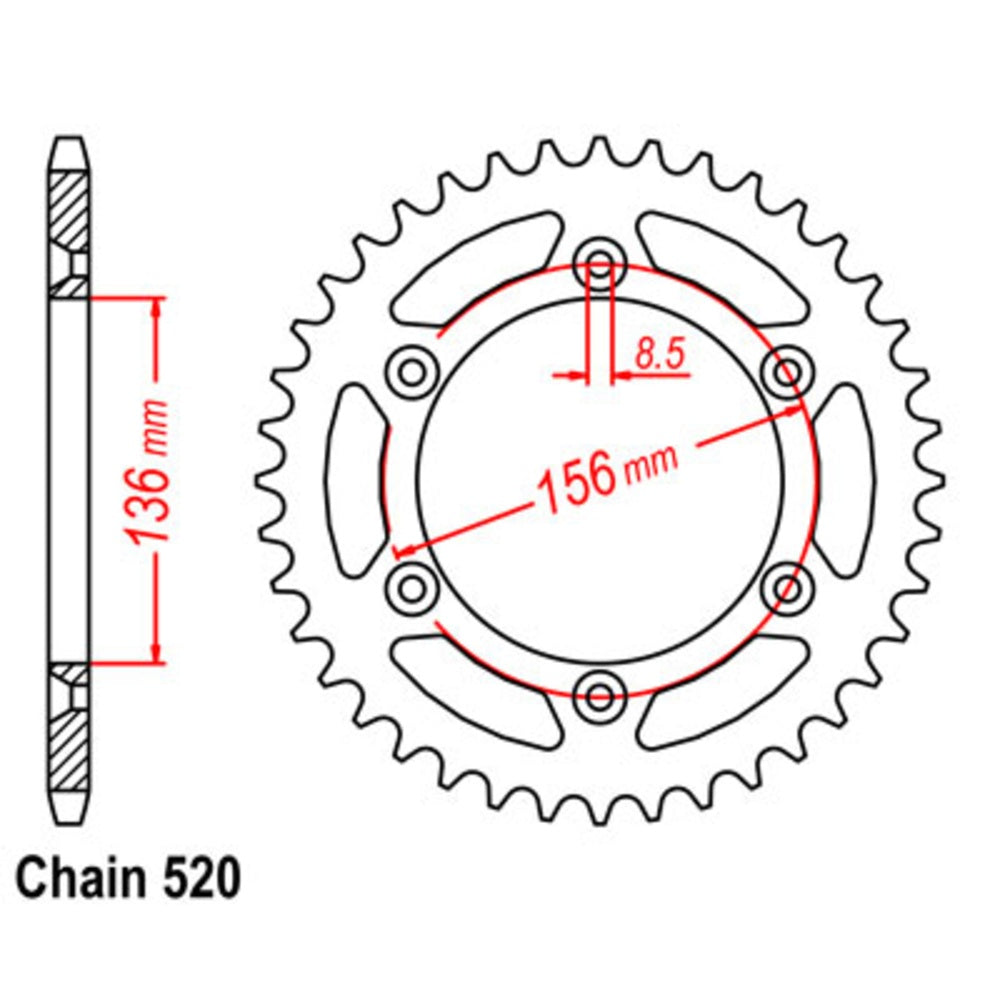 New MTX 52T Sprocket Steel - Rear 11-415-52 | Australian Moto Spares