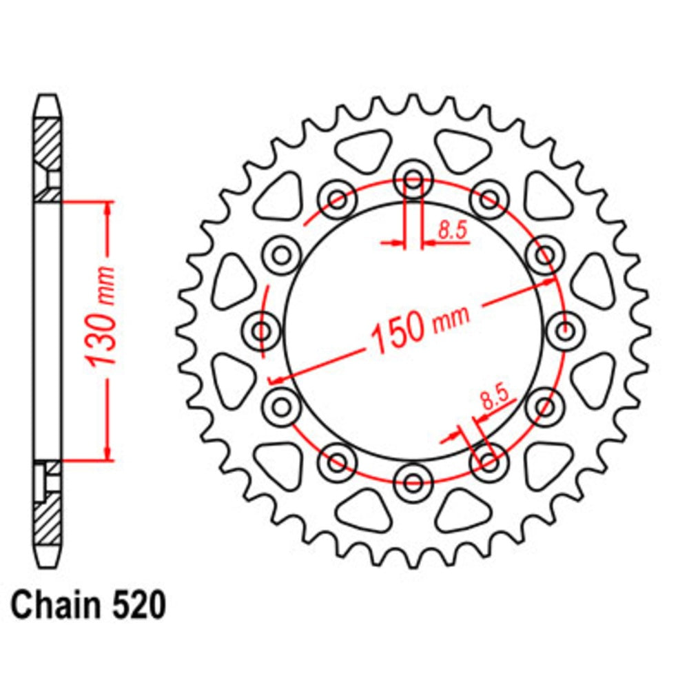 New MTX Rear Sprocket Steel Alternate Pitch For HONDA XL650V TRANSALP 11-428-45