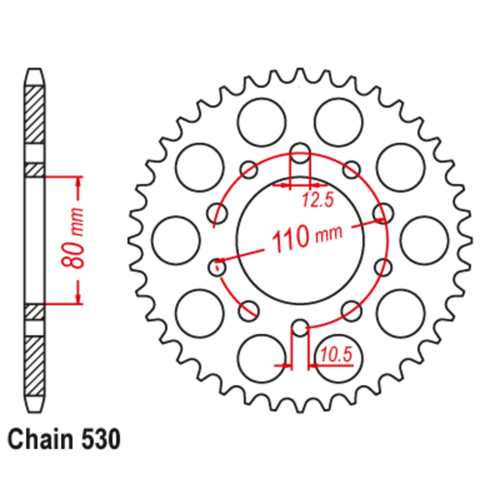 New MTX 40T Sprocket Steel - Rear For HONDA 11-438-40 | Australian Moto Spares