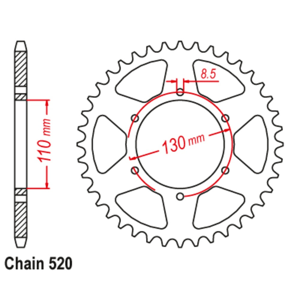New SUPERSPROX 48T Sprocket Steel - Rear For HONDA XR200R, XR250 11-446-48 | Australian Moto Spares