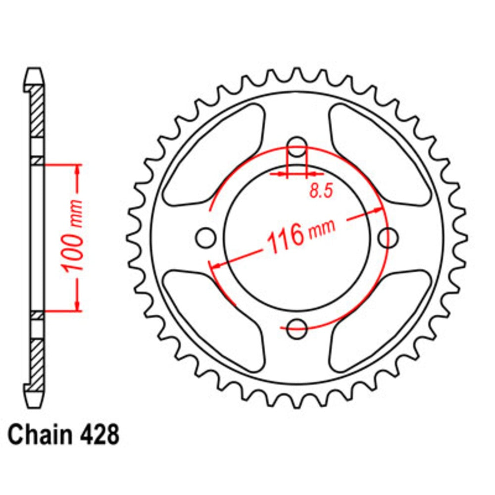 New SUPERSPROX 51T Sprocket Steel - Rear For KAWASAKI 11-462-51 | Australian Moto Spares