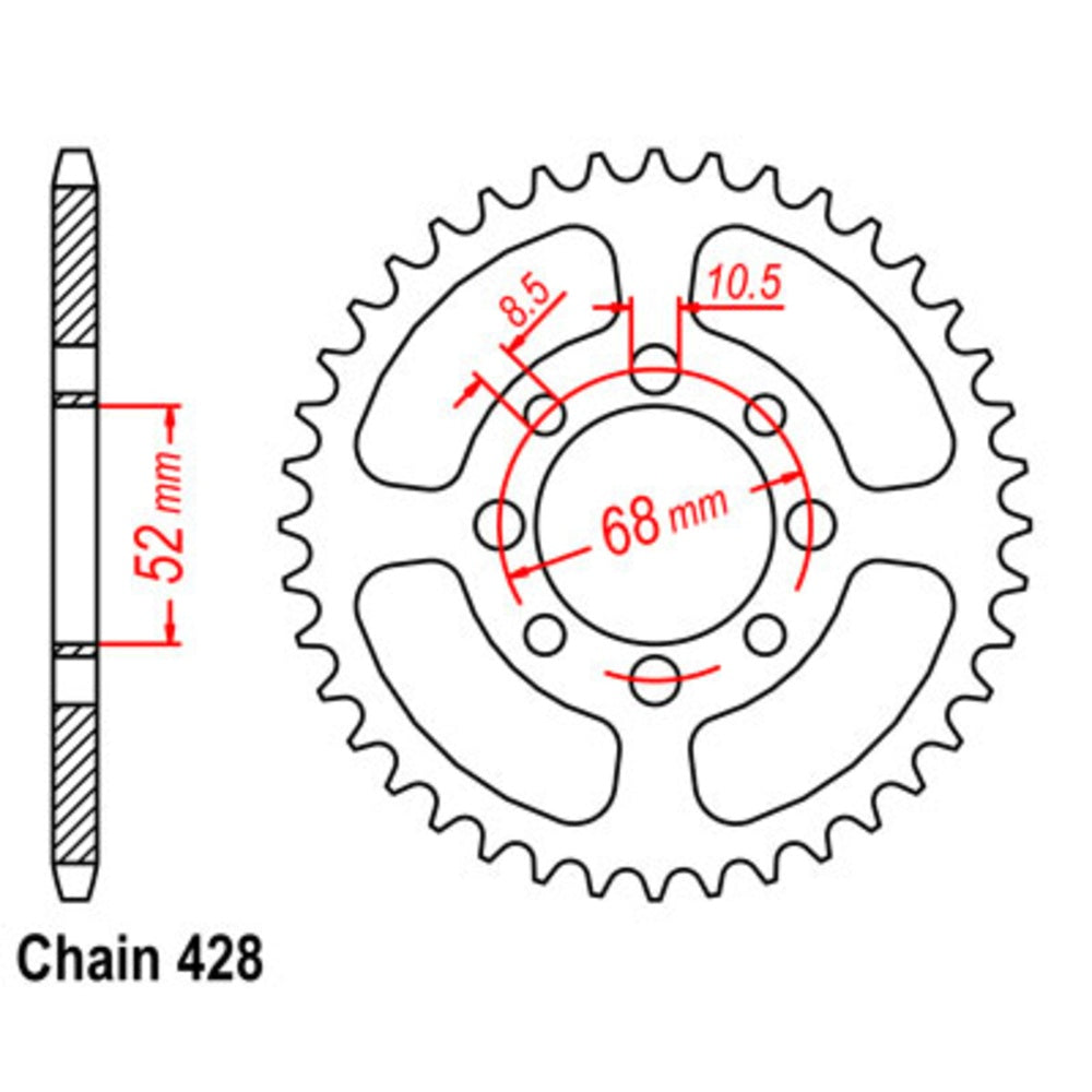 SUPERSPROX Rear Sprocket Steel Alternate Pitch For KAWASAKI Z125 PRO 11-464-42