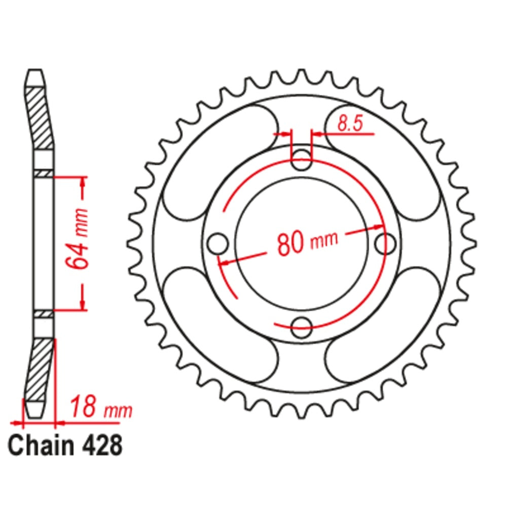 New SUPERSPROX 47T Sprocket Steel - Rear For YAMAHA AG175, AG100 11-482-47 | Australian Moto Spares