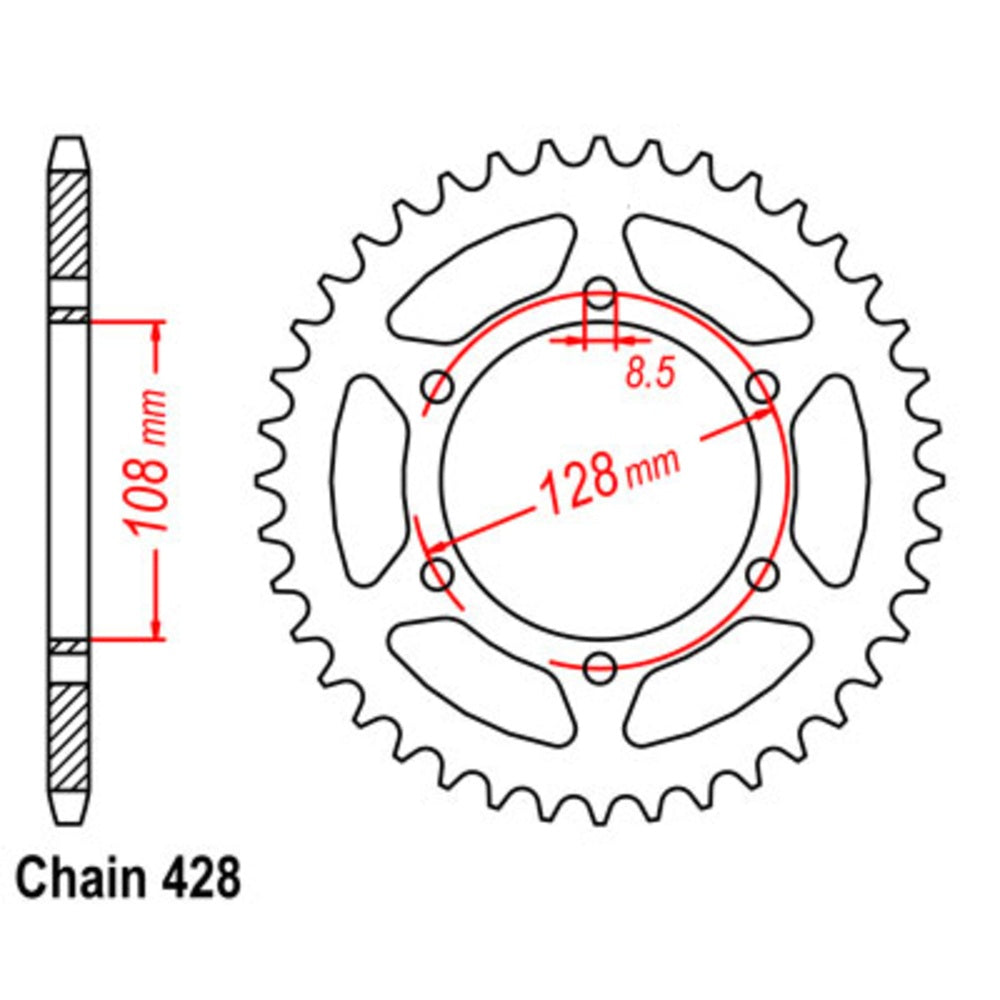 SUPERSPROX 53T Sprocket Steel - Rear For SUZUKI DR100, TS125ER, DF125 11-487-53 | Australian Moto Spares