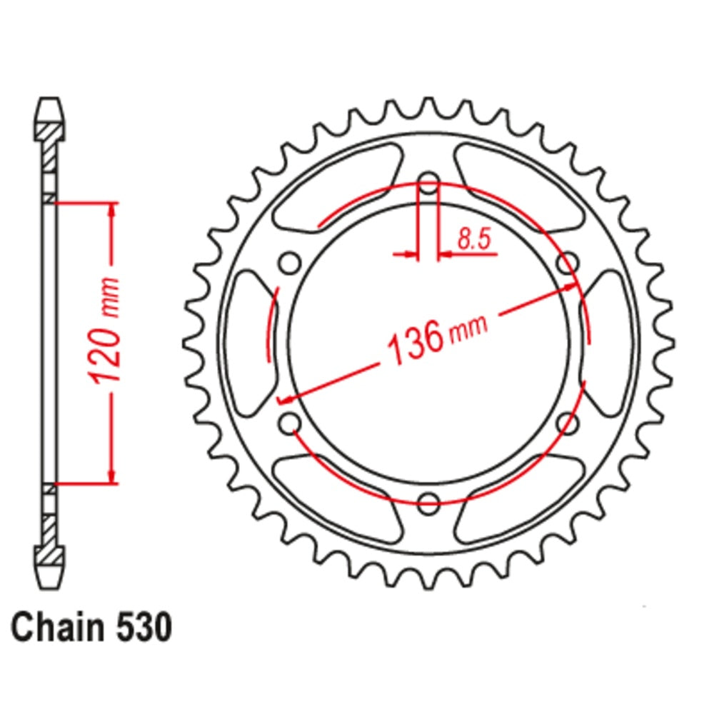 New MTX 38T Sprocket Steel - Rear For YAMAHA RZ500, XJ600 11-49A-38 | Australian Moto Spares