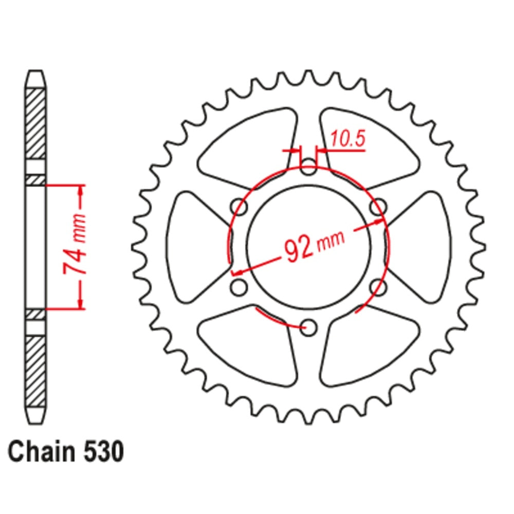 New MTX 45T Sprocket Steel - Rear For YAMAHA XJ550 11-4V8-45 | Australian Moto Spares