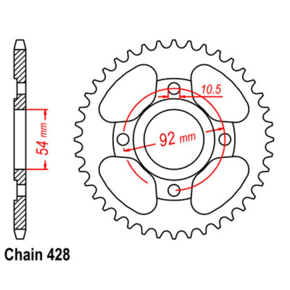New SUPERSPROX 44T Sprocket Steel - Rear For HONDA CB90 11-5H0-44 | Australian Moto Spares