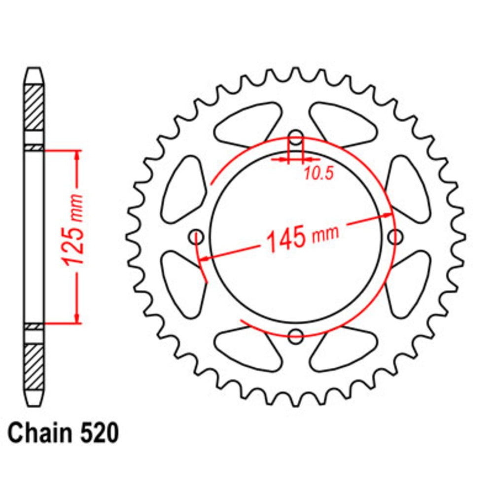 New MTX 45T Sprocket Steel - Rear For YAMAHA 11-5Y1-45 | Australian Moto Spares