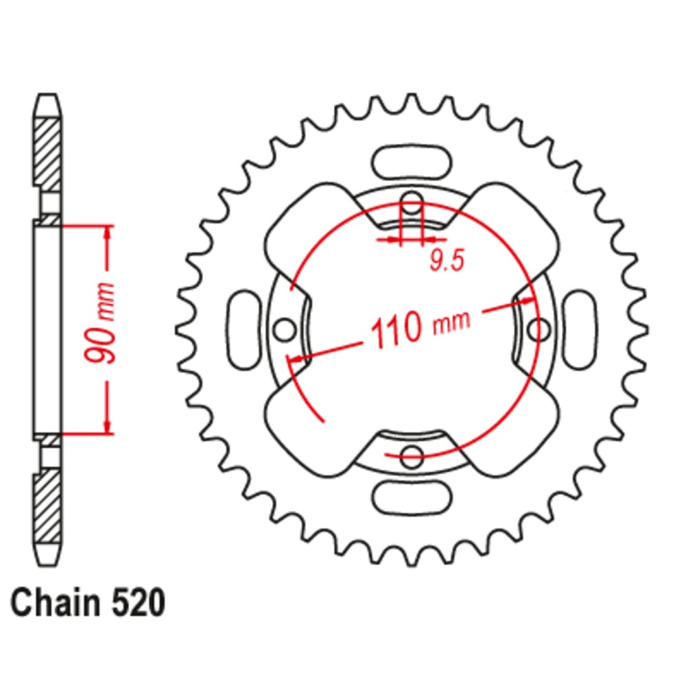 New MTX 42T Sprocket Steel - Rear For HONDA ATC200X 11-965-42 | Australian Moto Spares
