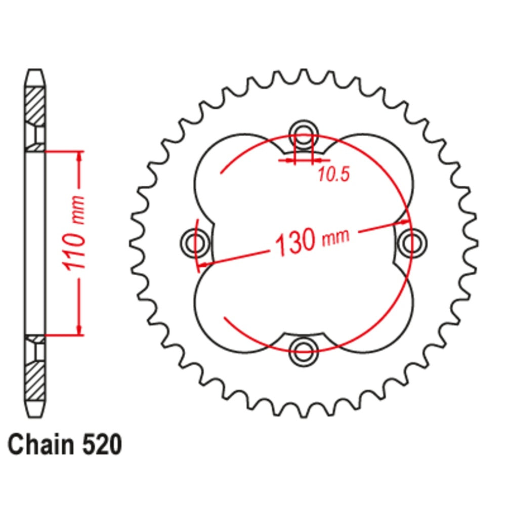New MTX 38T Sprocket Steel - Rear For HONDA 11-HA2-38 | Australian Moto Spares