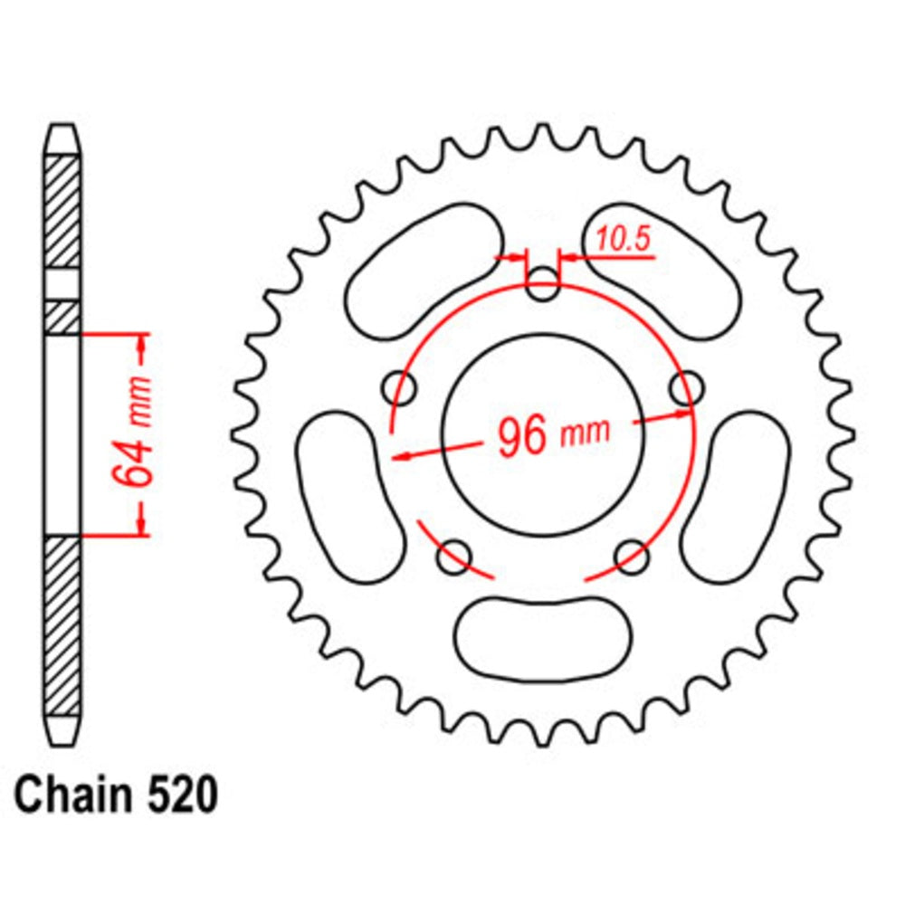 New MTX 45T Sprocket Steel - Rear For HONDA XL200R, XR200R, CBF250 11-KA2-45 | Australian Moto Spares