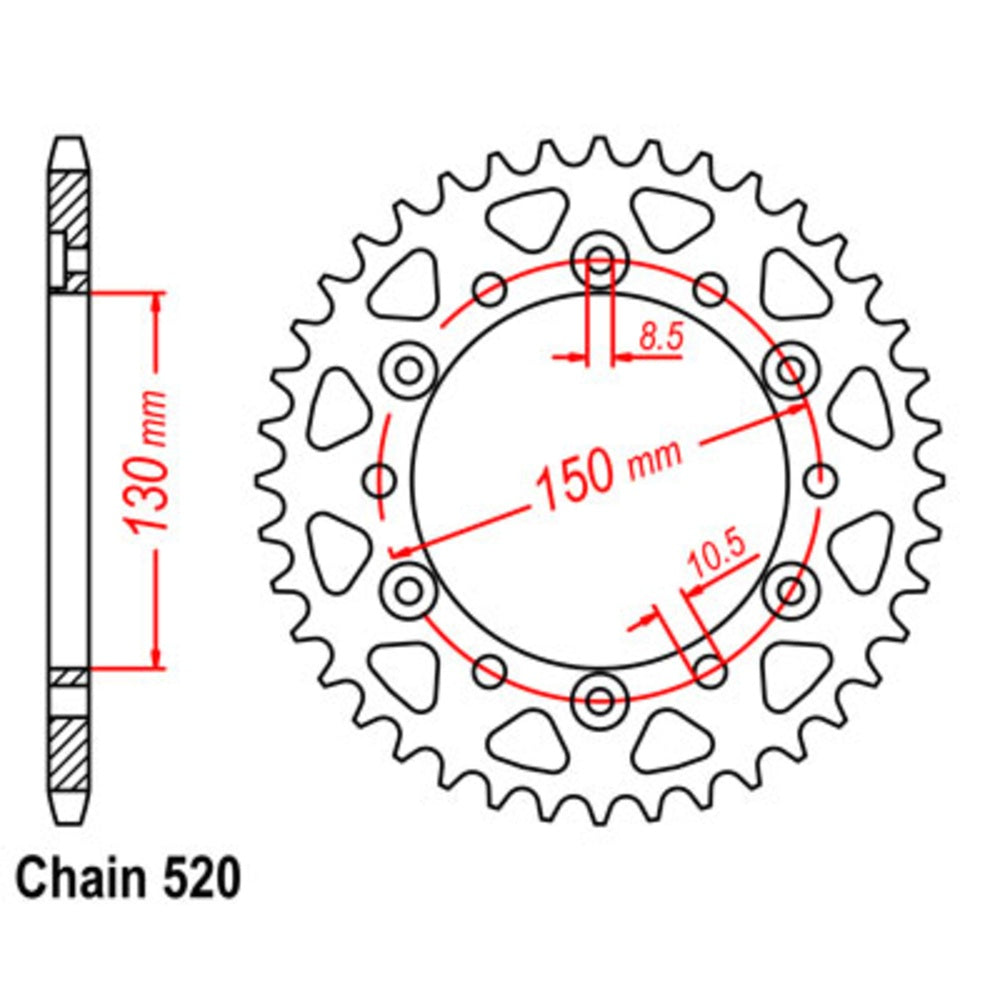 New MTX 45T Sprocket Steel - Rear For HONDA, YAMAHA 11-MG3-45 | Australian Moto Spares