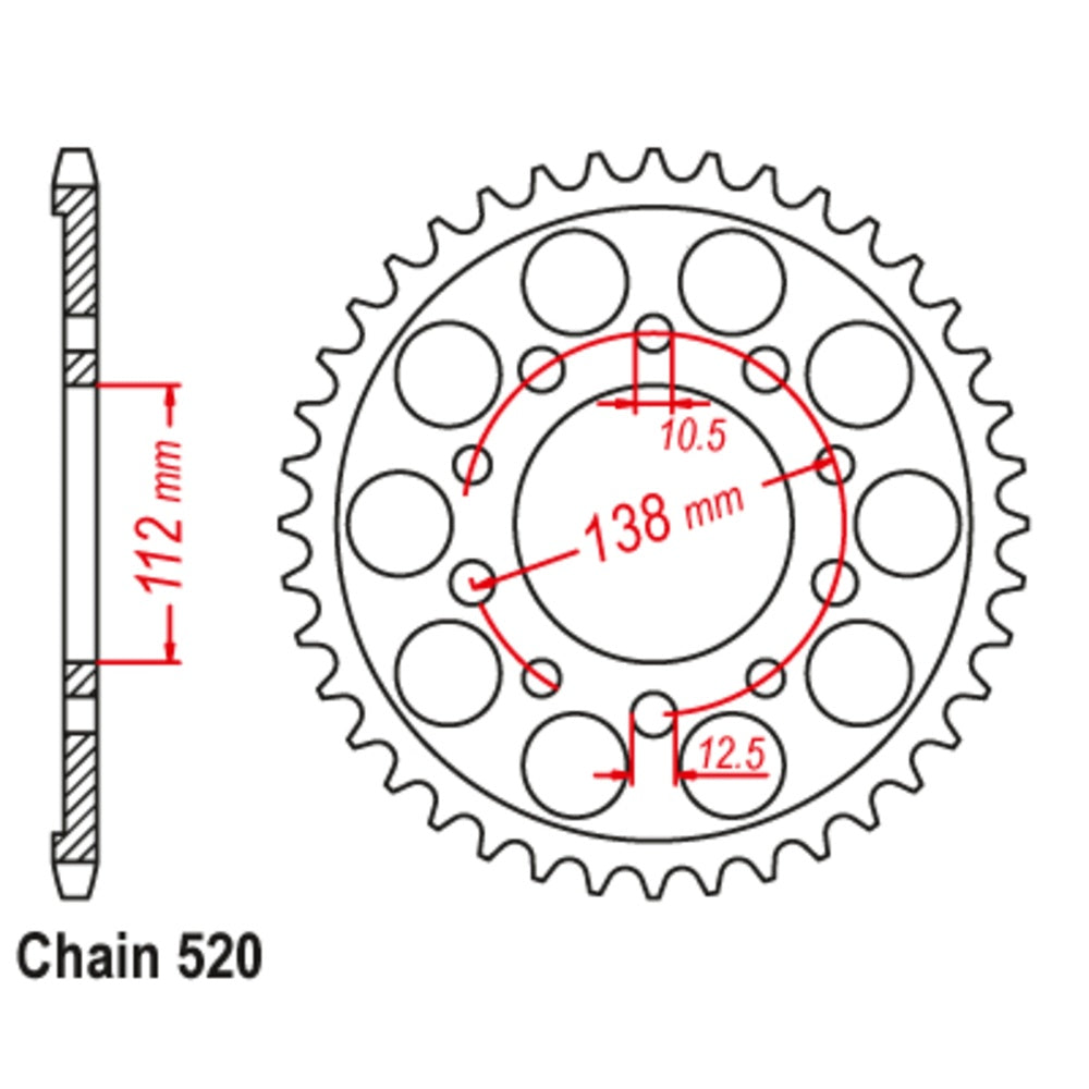 New MTX Rear Sprocket Steel Alternate Pitch For YAMAHA YZF-R1 11-MGS-43