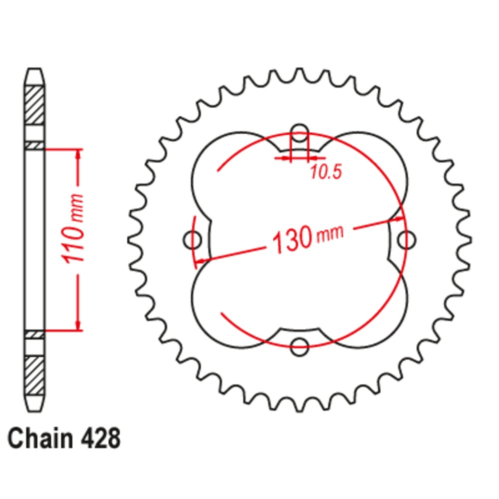 New SUPERSPROX 50T Sprocket Steel - Rear For HONDA TRX125 11-VM6-50 | Australian Moto Spares