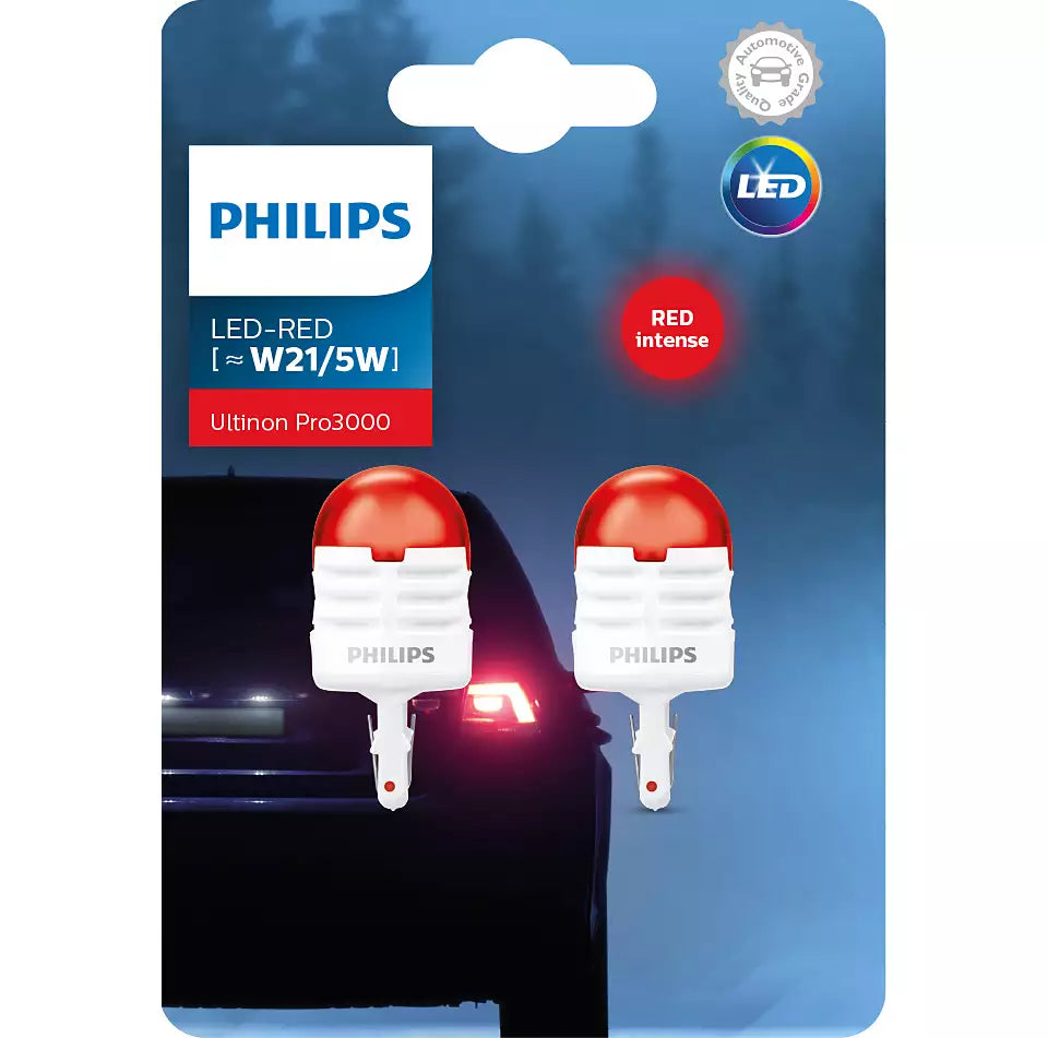 NEW PHILIPS GLOBE W21/5 LED RED 12V