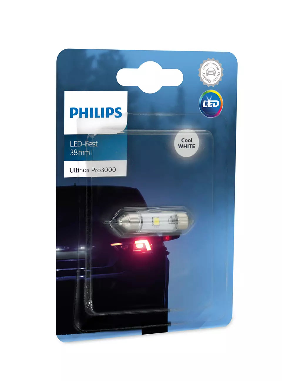 NEW PHILIPS GLOBE FESTOON 38mm LED WHITE 12V | Australian Moto Spares