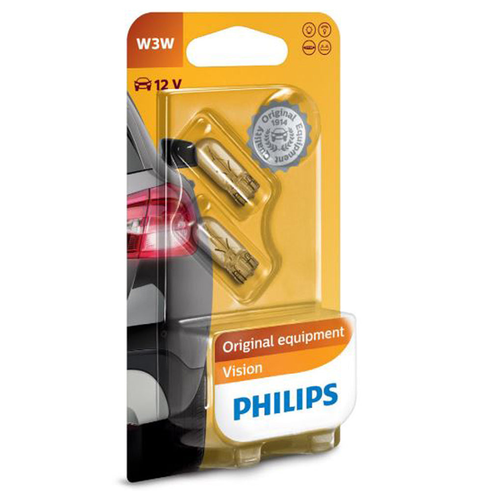 New Philips Globe W3W 12V Twin Blister Pack (12256B2)