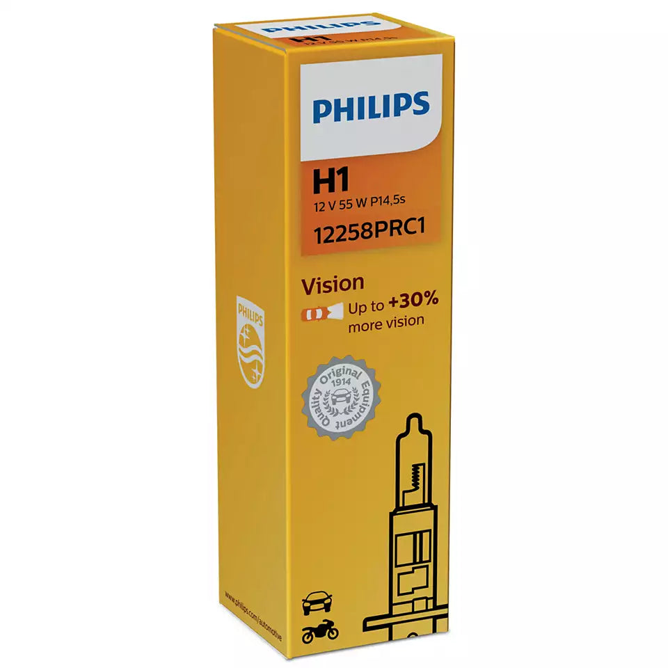 New Philips Globe H1 12V 55W Single Box Premium Vision (12258Prc1)