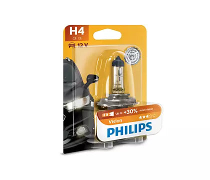 New Philips Globe H4 12V 60/55W P43T-38 Single Blister Pack Premium Vision | Australian Moto Spares