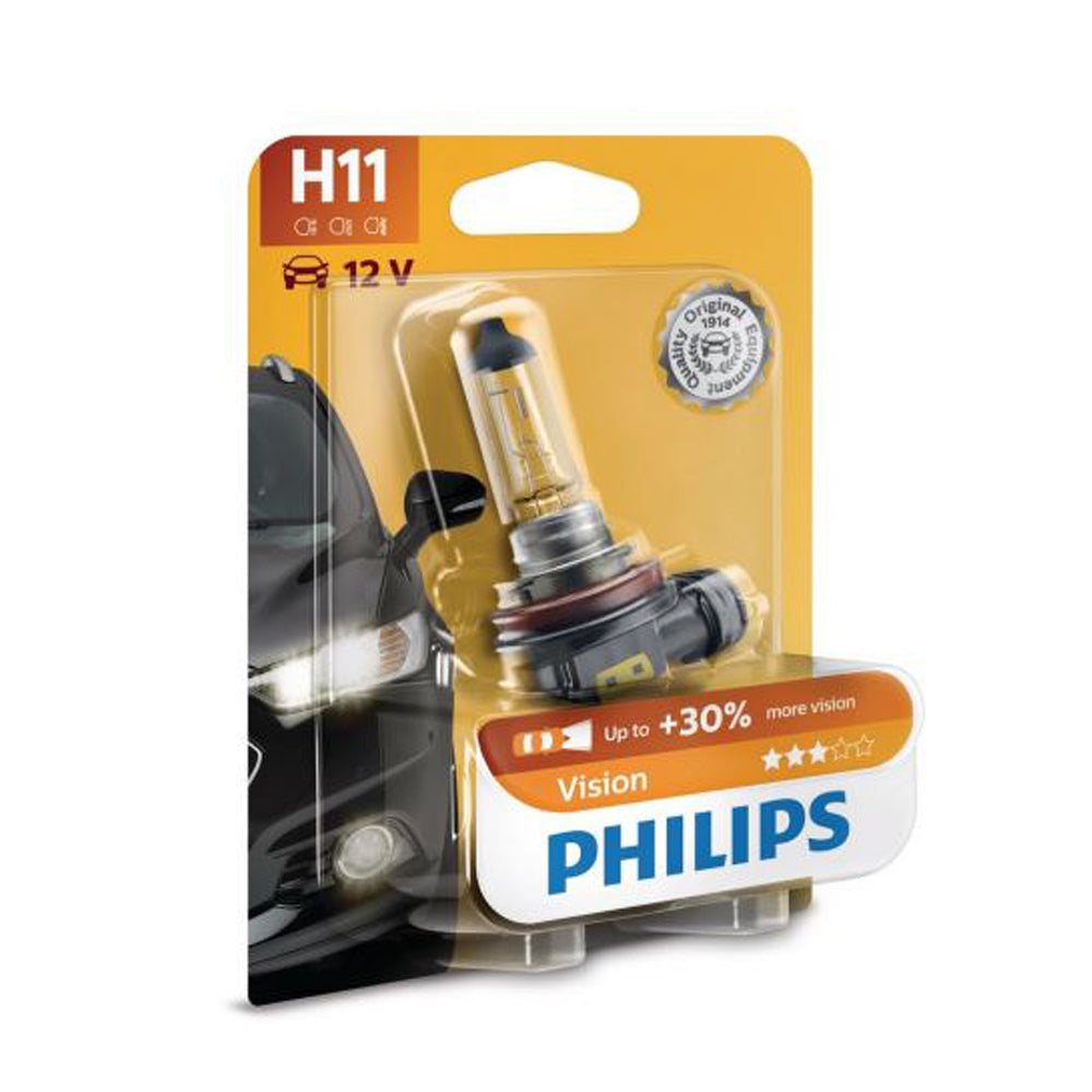 New Philips Globe H11 12V 55W Single Blister Pack Premium Vision (12362Prb1)