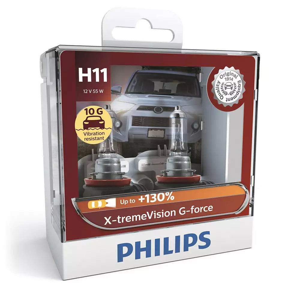 New Philips Globe H11 12V Twin Pack X-Treme Vision G-Force (12362Xvgs2)