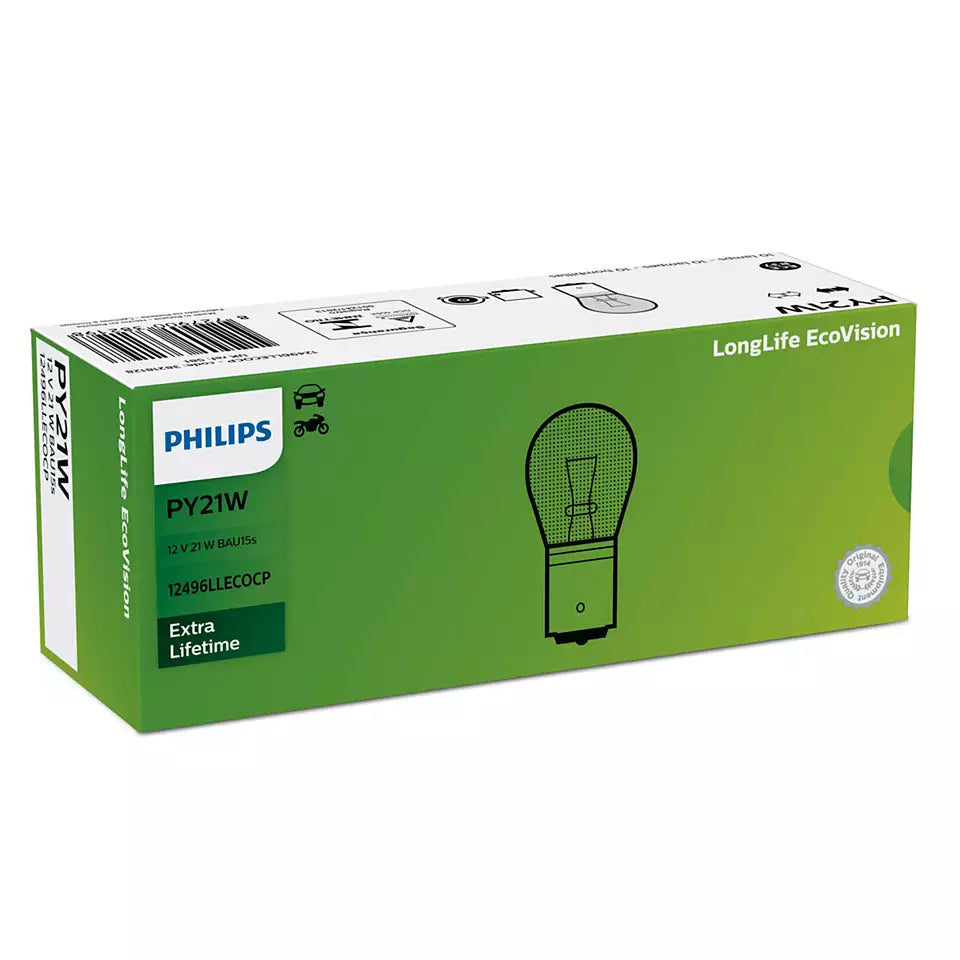 New Philips Globe Py21W 12V 10Pk Longlife Eco Vision (12496Llecocp) | Australian Moto Spares