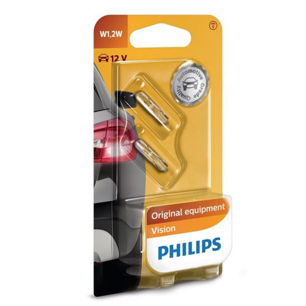 New Philips Globe W1.2W 12V Twin Blister Pack (12516B2)