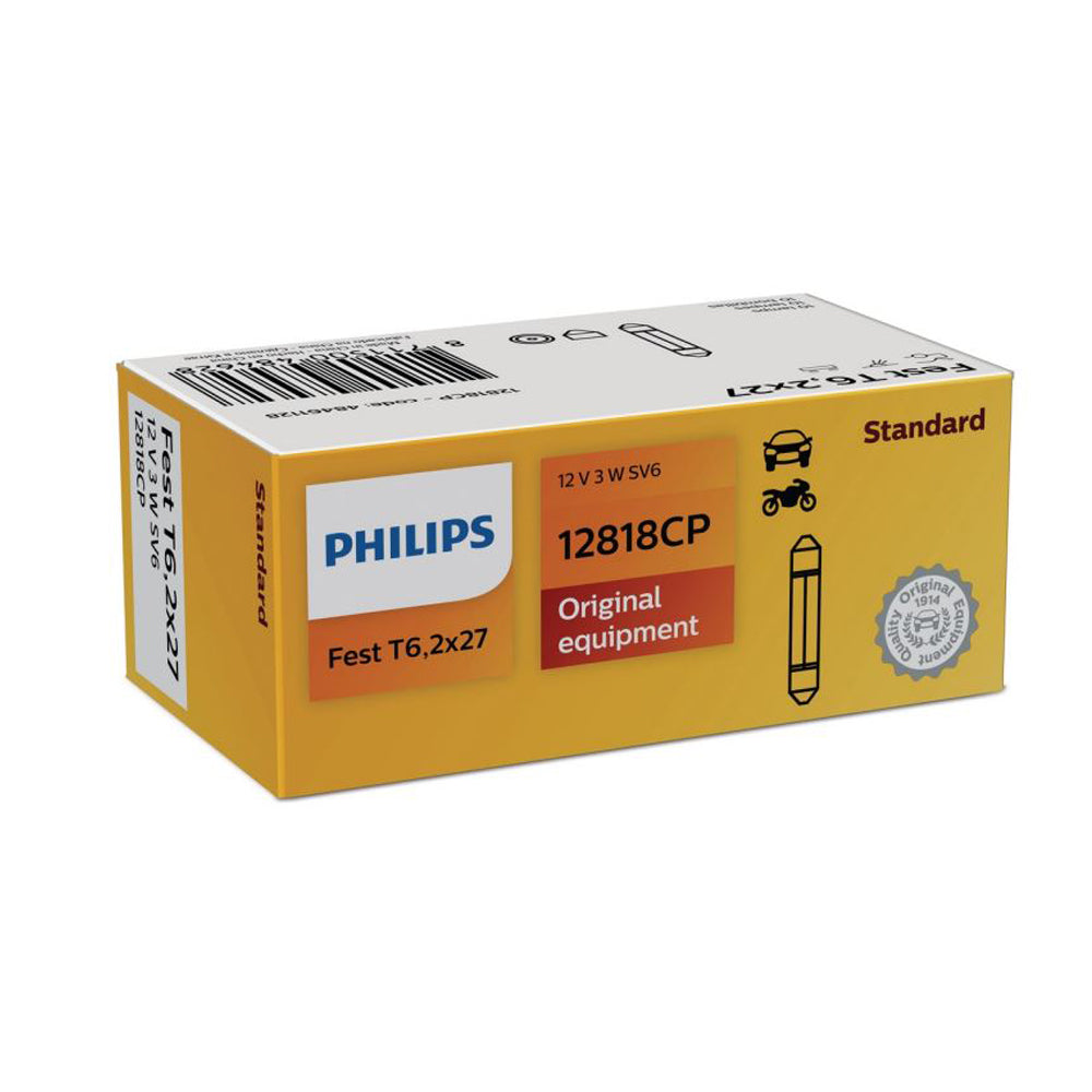 New Philips Globe Fest T6,2X27 12V 3W 10 Pack (12818Cp) | Australian Moto Spares