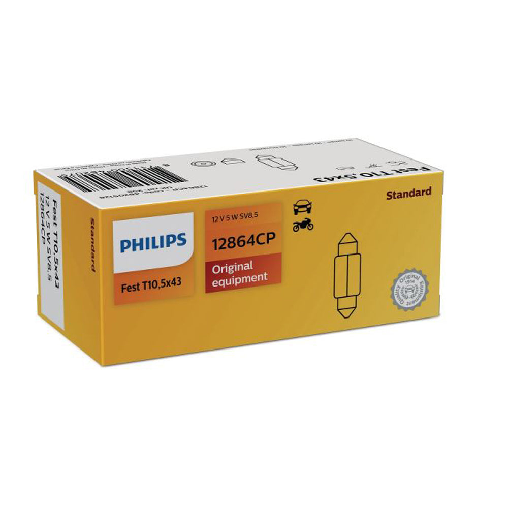 New Philips Globe Fest T10 5X43 5W 12V 10Pack (12864Cp) | Australian Moto Spares