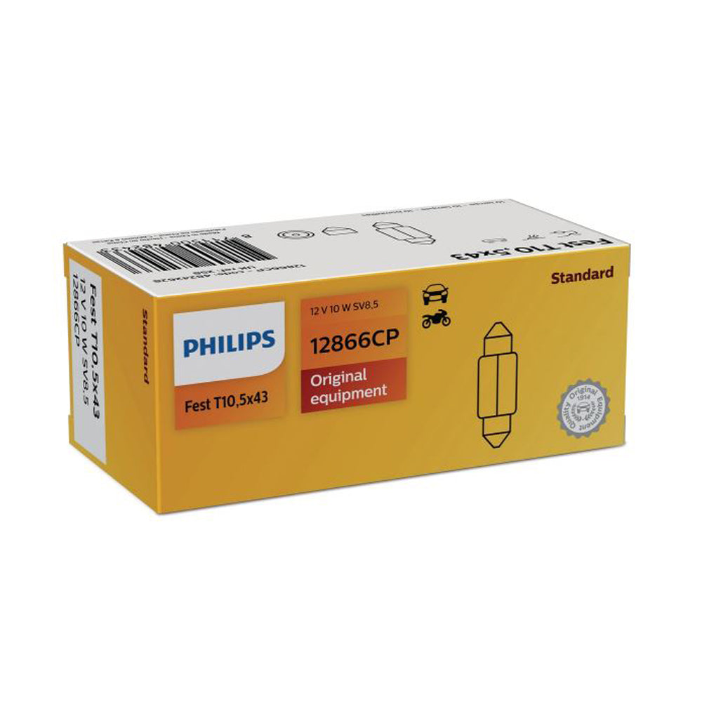 New Philips Globe Fest T10 5X43 10W 12V 10Pack (12866Cp) | Australian Moto Spares