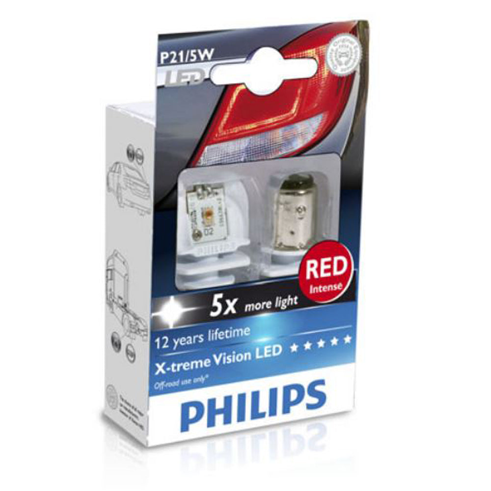 New Philips Globe P21/5W Led 12/24 Red (12899Rx2) | Australian Moto Spares