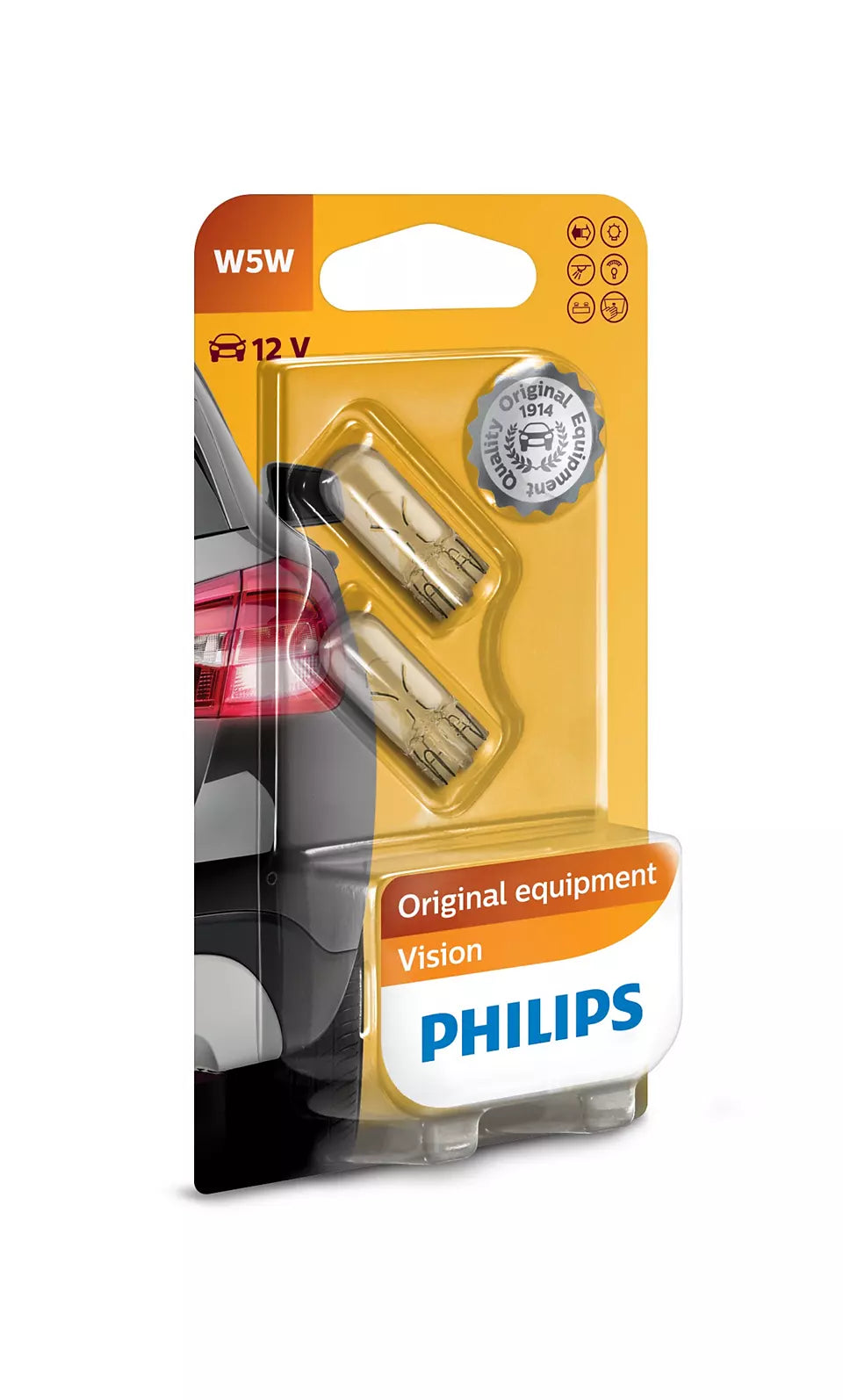 New Philips Globe W5W 12V Twin Blister Pack (12961B2)