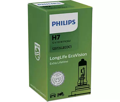New Philips Globe H7 12V 55W Px26D Single Box Longlife Eco Vision (12972Llecoc1)