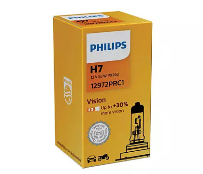 New Philips Globe H7 12V 55W Px26D Single Box Premium Vision (12972Prc1) | Australian Moto Spares