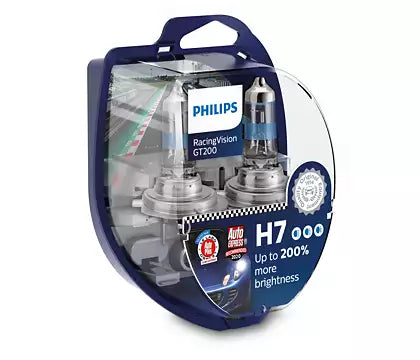 New PHILIPS Racing Vision Halogen Headlight GT H7 2PK 55W 12972RGTS2