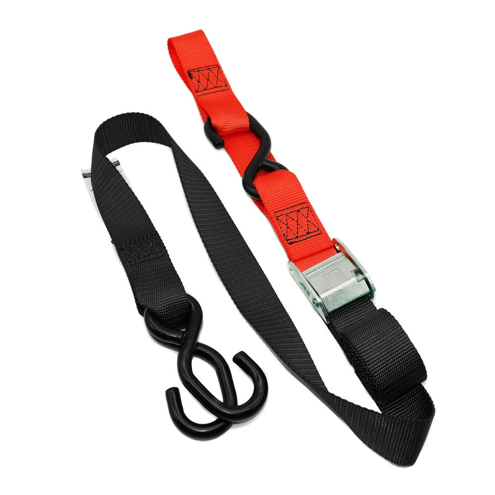 New KUSTOM MX Tie Down 38mm Twin Hook - Black/Red Loop 20-TD2-BR