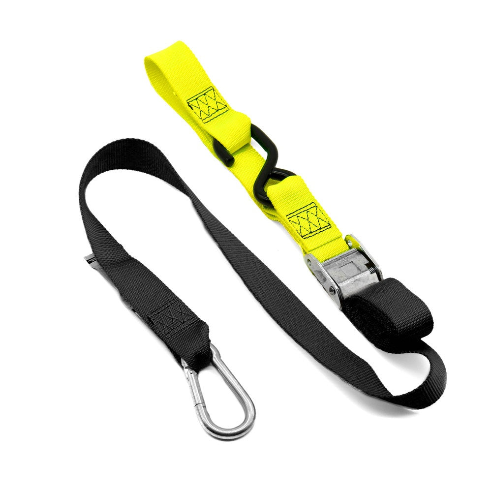 New KUSTOM MX Tie Down 38mm Snap Hook - Black/Yellow Loop 20-TD4-BY