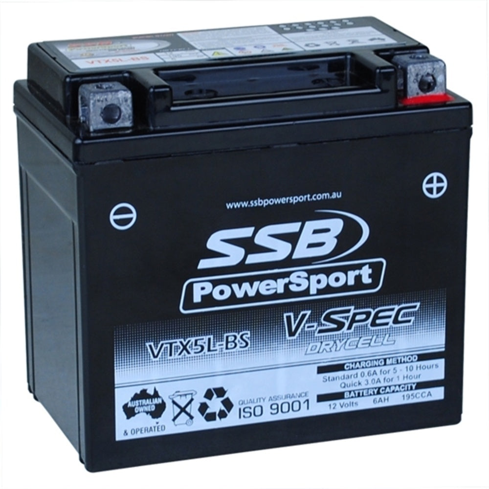 SSB 12 Volt V-Spec High Perform AGM Battery For BMW G450 X, S1000 RR 4-VTX5L-BS