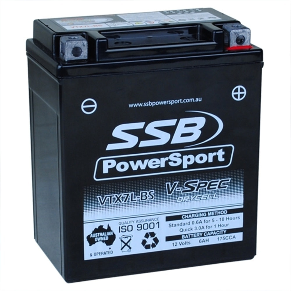 SSB 12 Volt V-Spec High Perform AGM Battery For BIMOTA 1100 SB6, SP7 4-VTX7L-BS | Australian Moto Spares