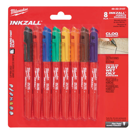 New Milwaukee Inkzall Fine Point Coloured Markers (8 Pk) - 48223107