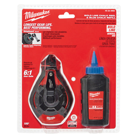 New Milwaukee 30M Bold Line Chalk Reel Kit W/ Blue Chalk - 48223982