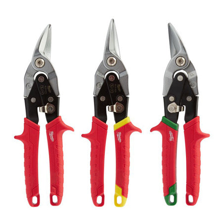 New Milwaukee Chrome Plated 3 Pc Aviation Ergonomic Grip Snip Tool Set 48224533