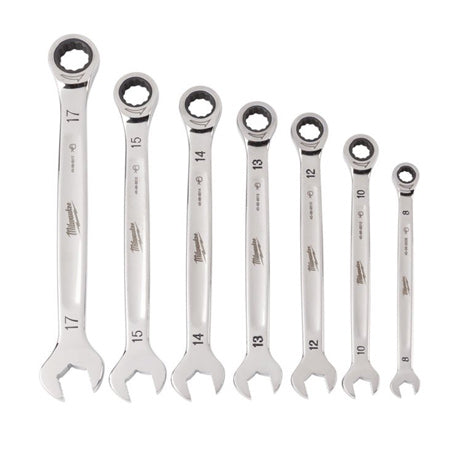 New Milwaukee 7Pc Ratcheting Combination Wrench Set – Metric - 48229506