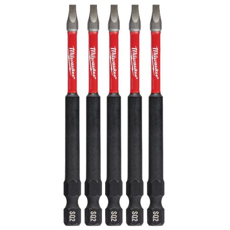 New Milwaukee Shockwave Power Bit Square Recess #2 89Mm (3 1/2“) 5Pk - 4832457
