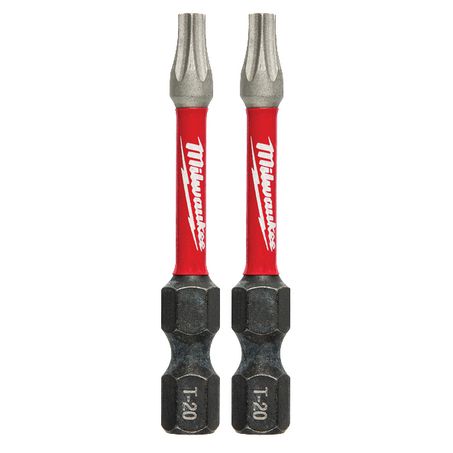 New Milwaukee Shockwave Power Bit Torx T20 50Mm (2“) 2Pk - 48324984