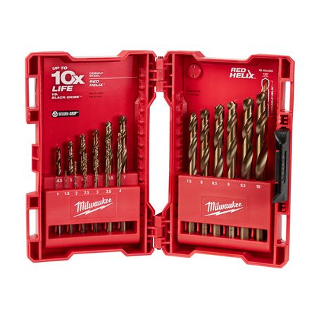 New Milwaukee Red Helix Cobalt Drill Bit Set 19Pc - 48892530 | Australian Moto Spares