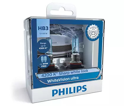 New Philips Globe Hb3 W5W 60W Twin Pack White Vision Ultra (9005Wvusm) | Australian Moto Spares