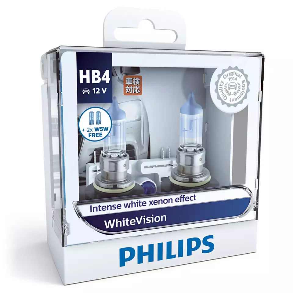 NEW PHILIPS GLOBE HB4 W5W 51W TWIN PACK WHITE VISION ULTRA | Australian Moto Spares