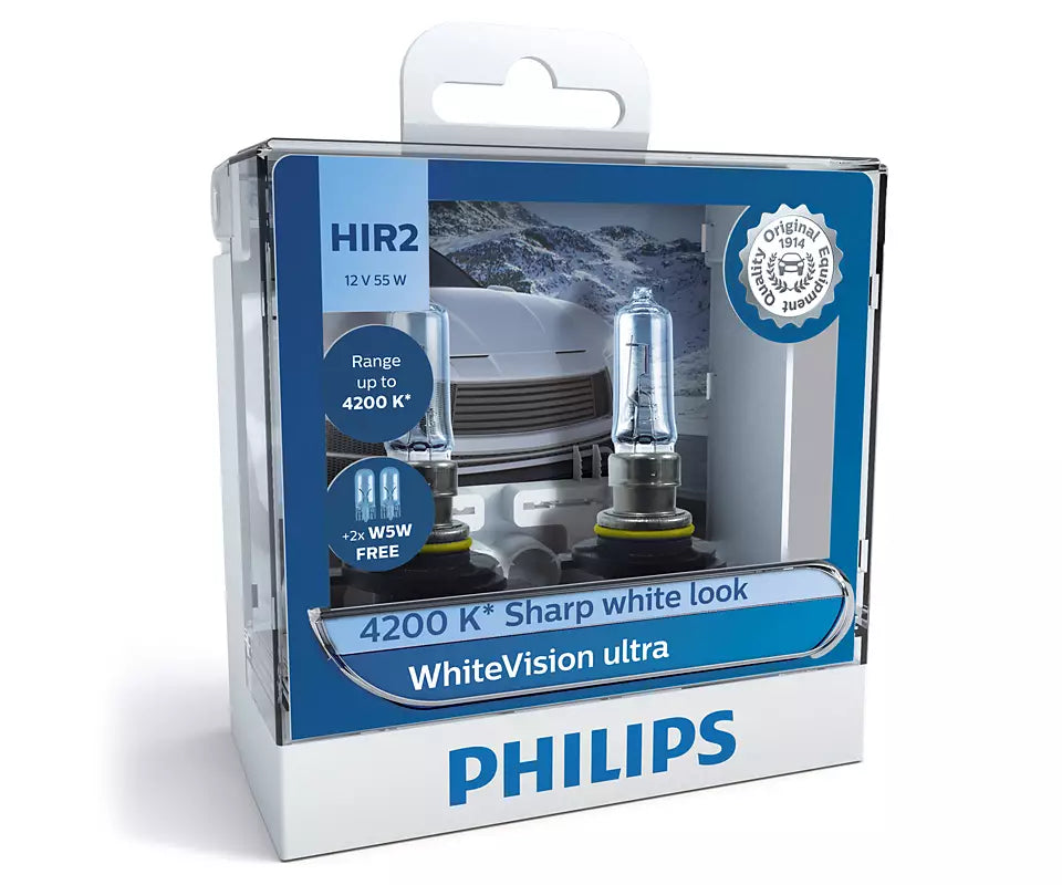 New Philips Globe Hir2 12V 55W Twin Pack White Vision Ultra (9012Wvusm) | Australian Moto Spares